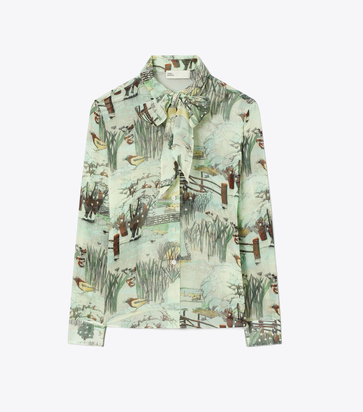 Printed Chiffon Bow Blouse tory burch printed chiffon bow blouse