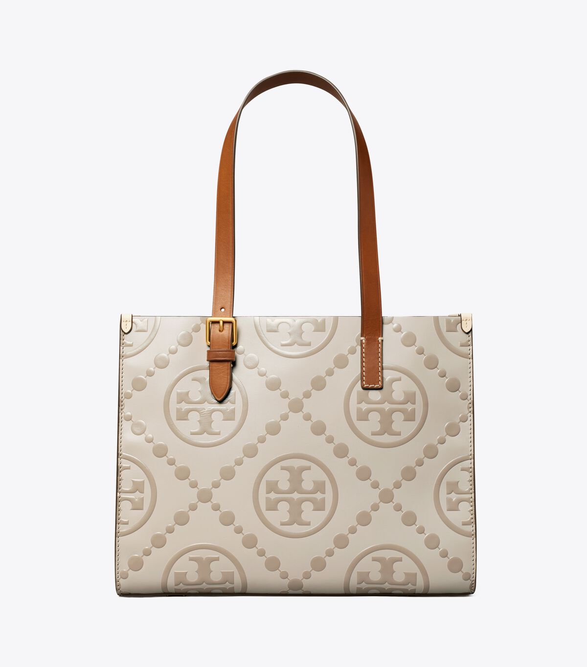 tory burch small t monogram contrast embossed tote