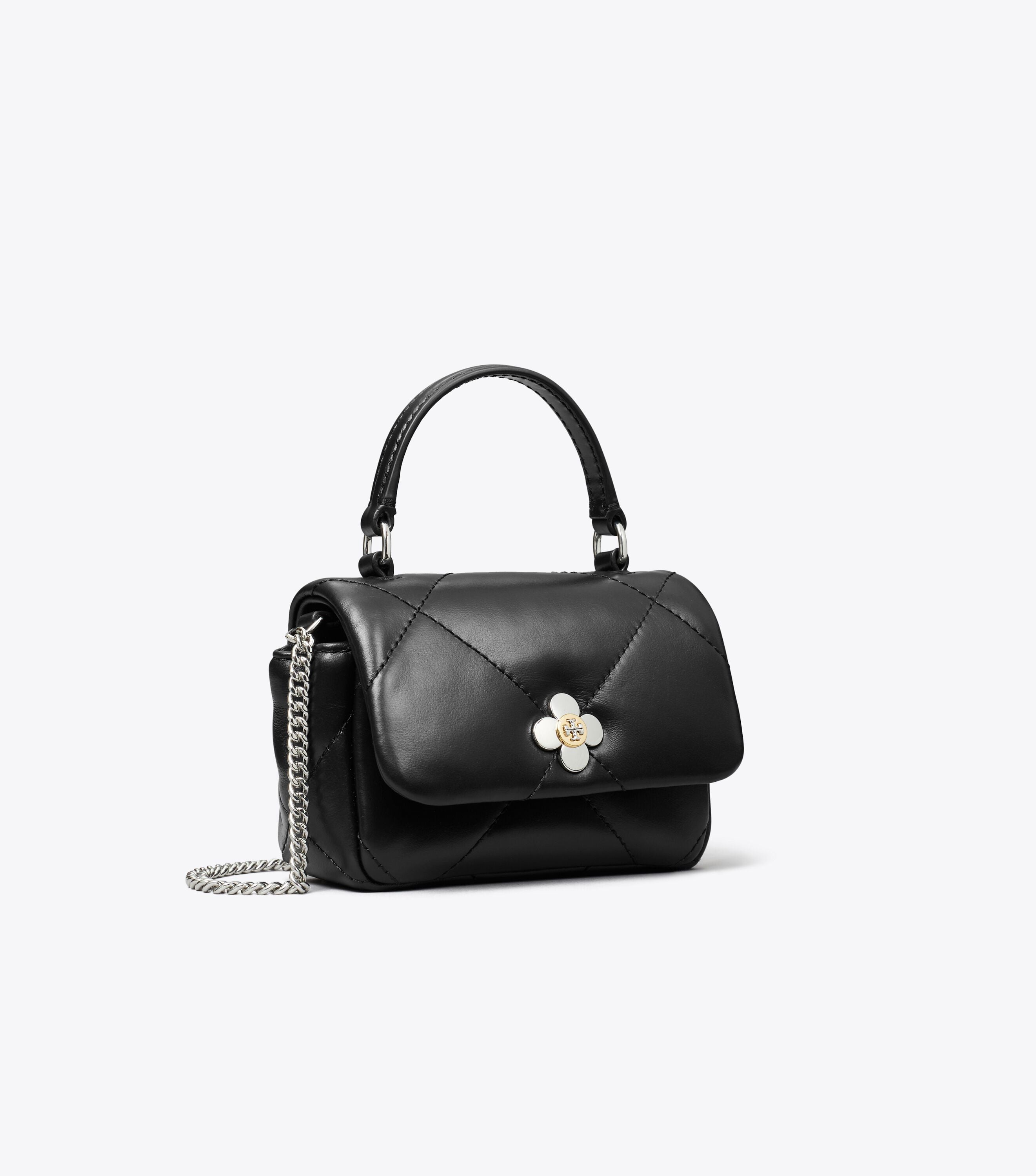 Mini Kira Diamond Quilt Clover Chain Wallet, Black | Tory Burch KSA