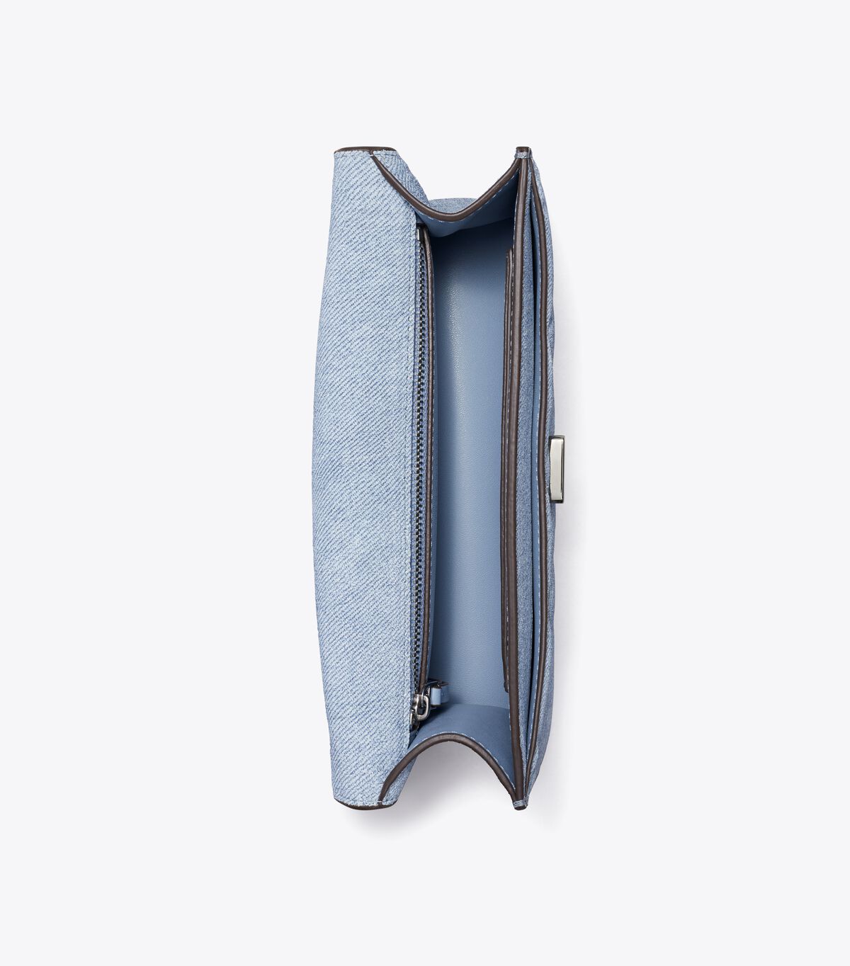 tory burch small fleming denim print suede shoulder bag