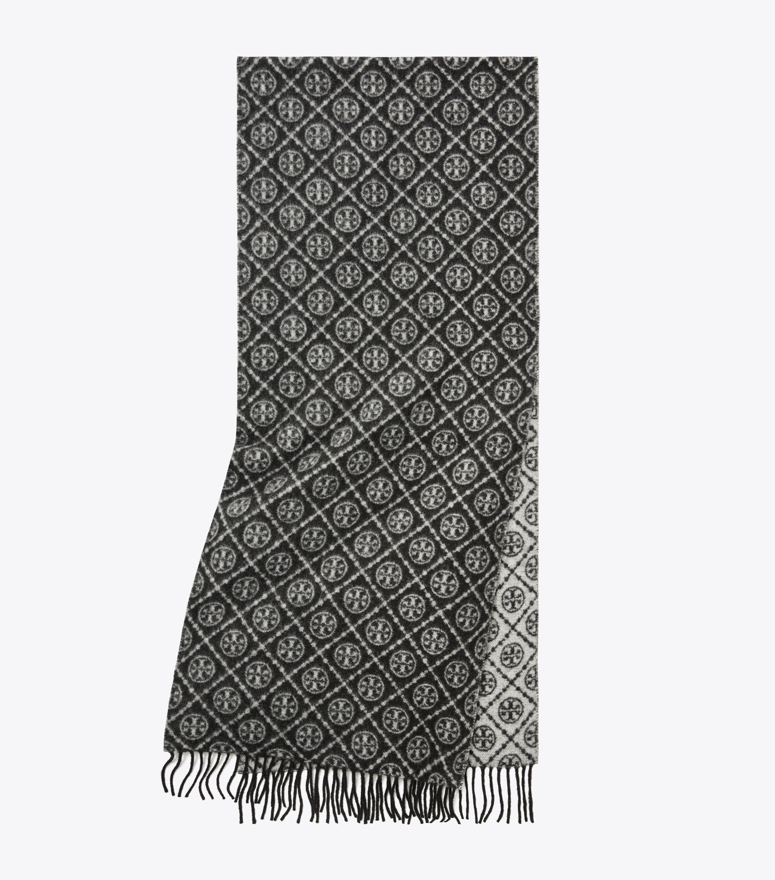 T Monogram Oblong Scarf, Black | Tory Burch KSA