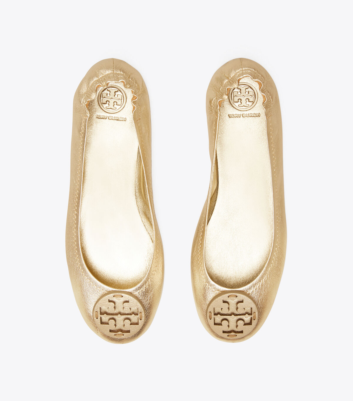tory burch minnie travel ballet flat metallic leather