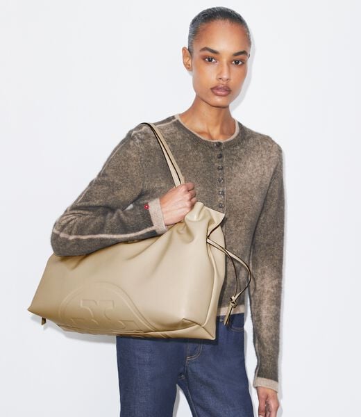 tory burch ella natuura  drawstring tote