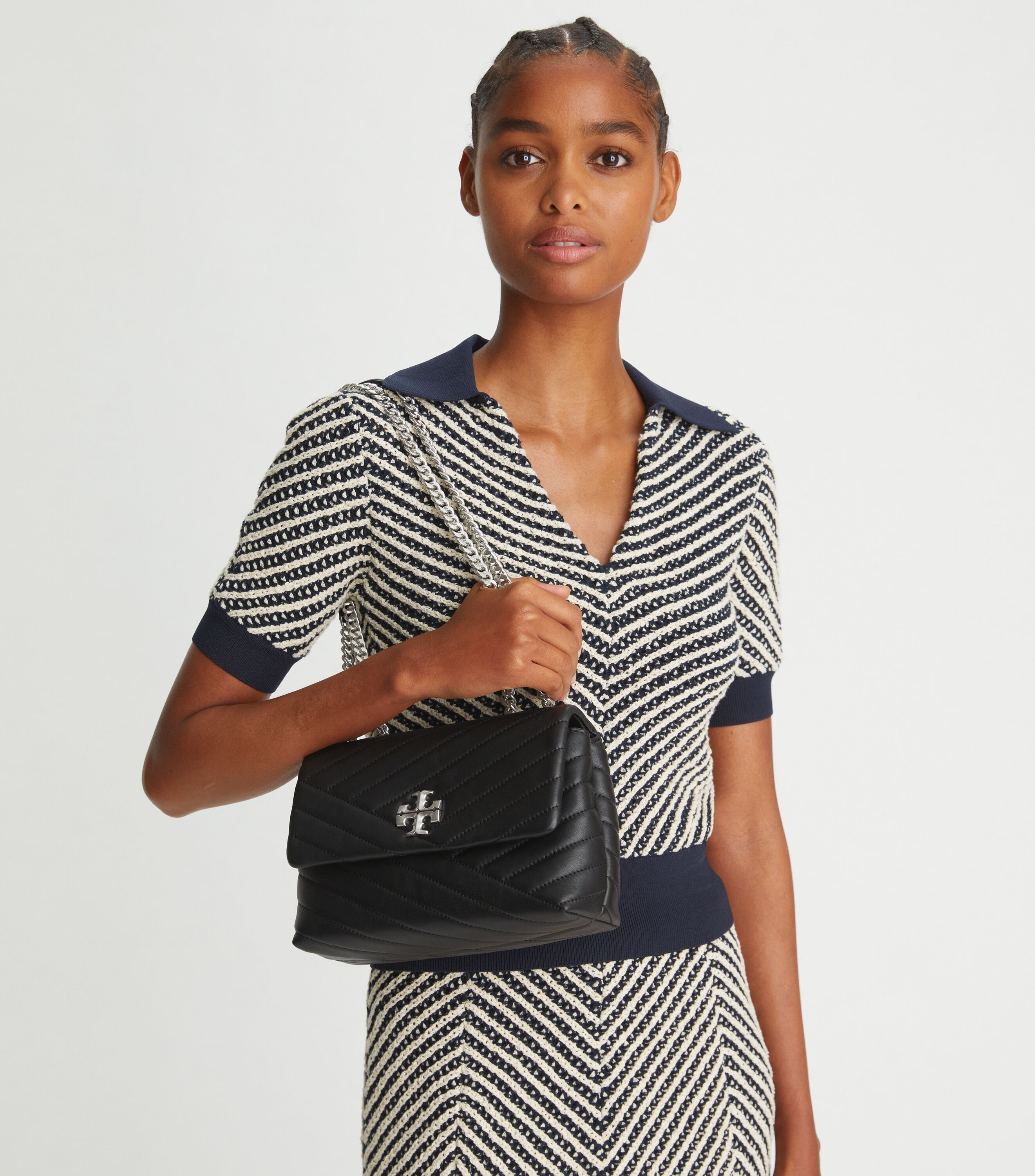 Tory burch striped clutch sales