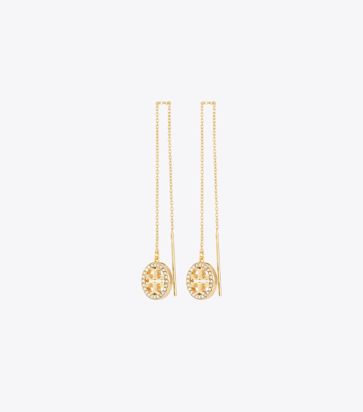 tory burch icon pav  threader earrings