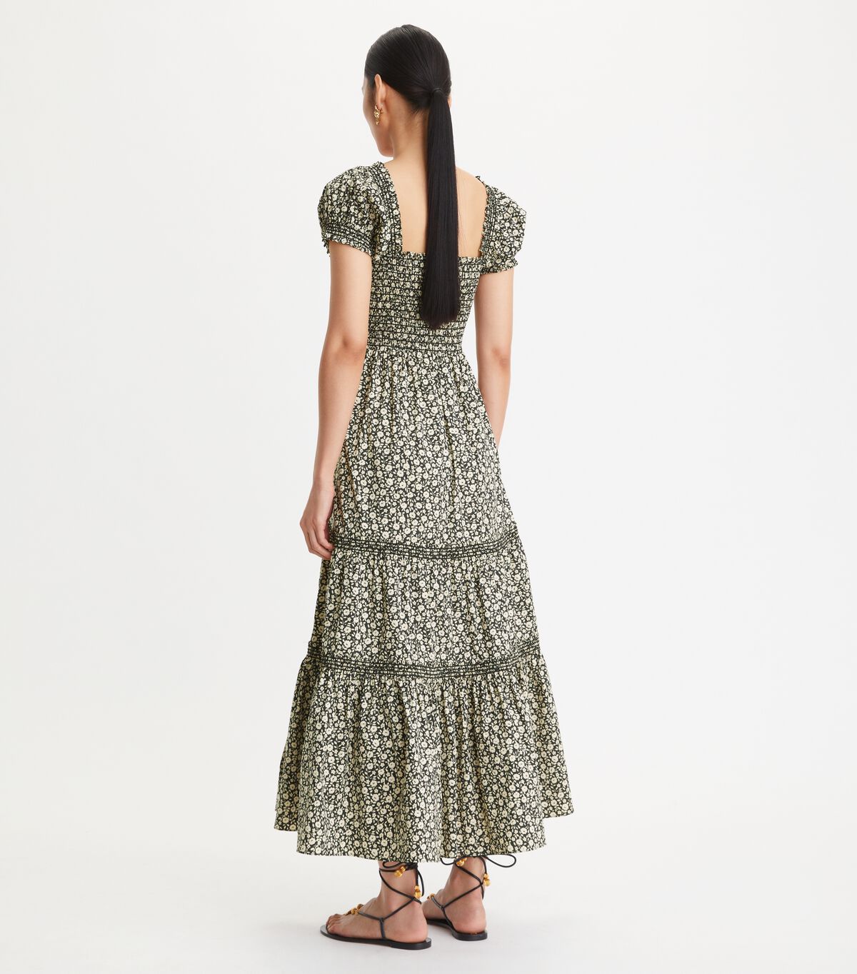 tory burch smocked midi dress