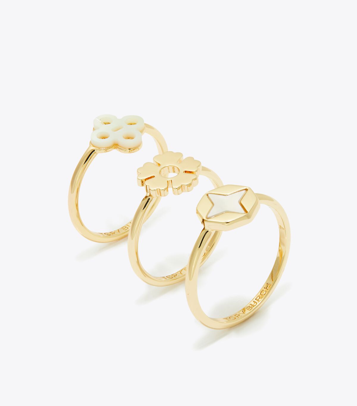 tory burch clover stacking ring set