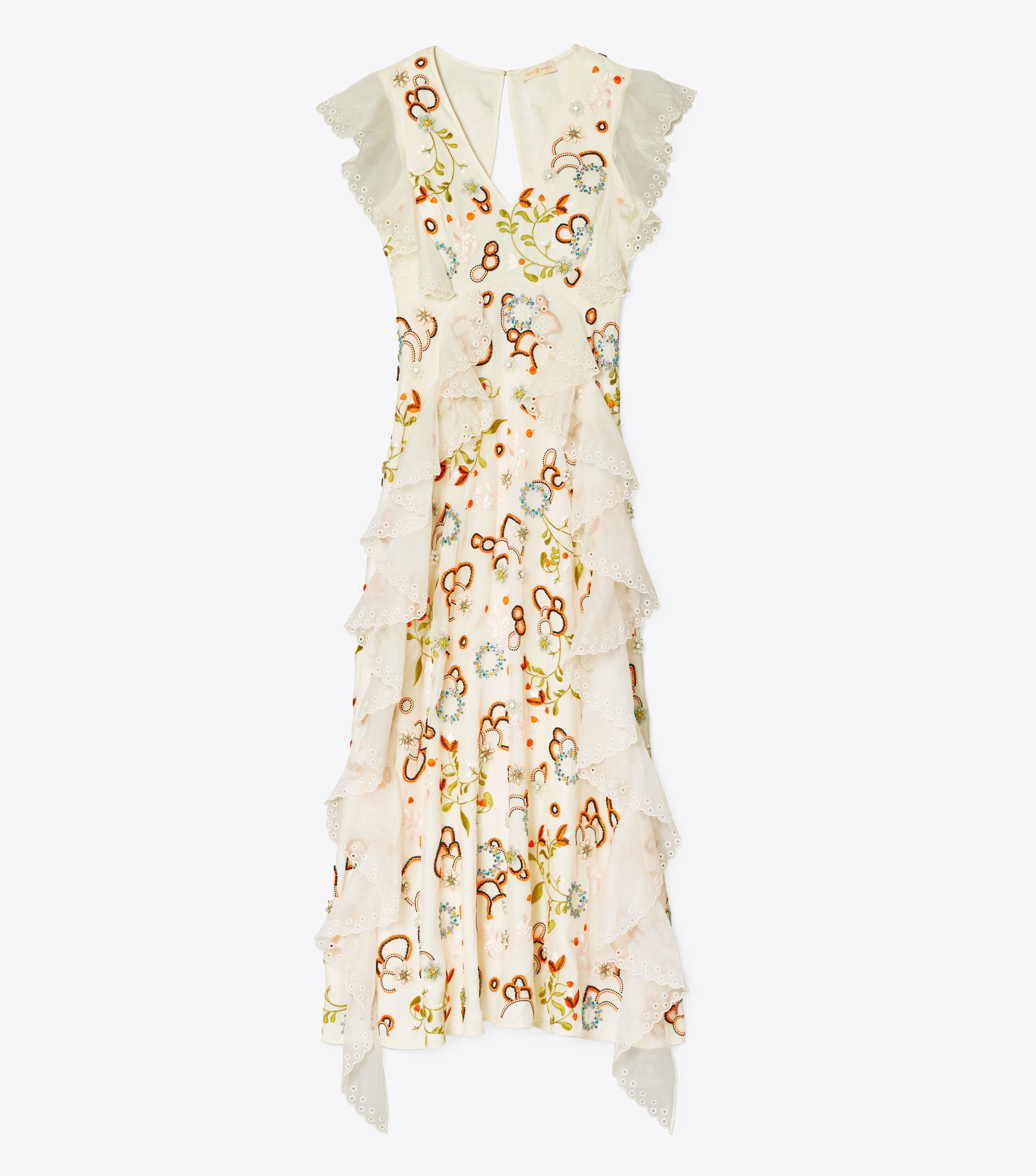 Tory burch embroidered ruffle dress top