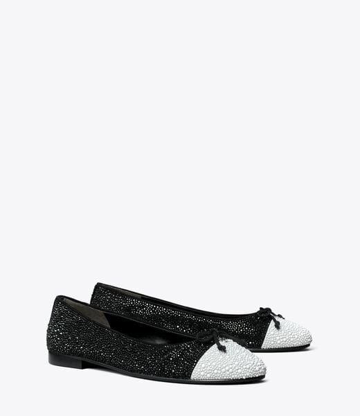 tory burch cap toe crystal ballet