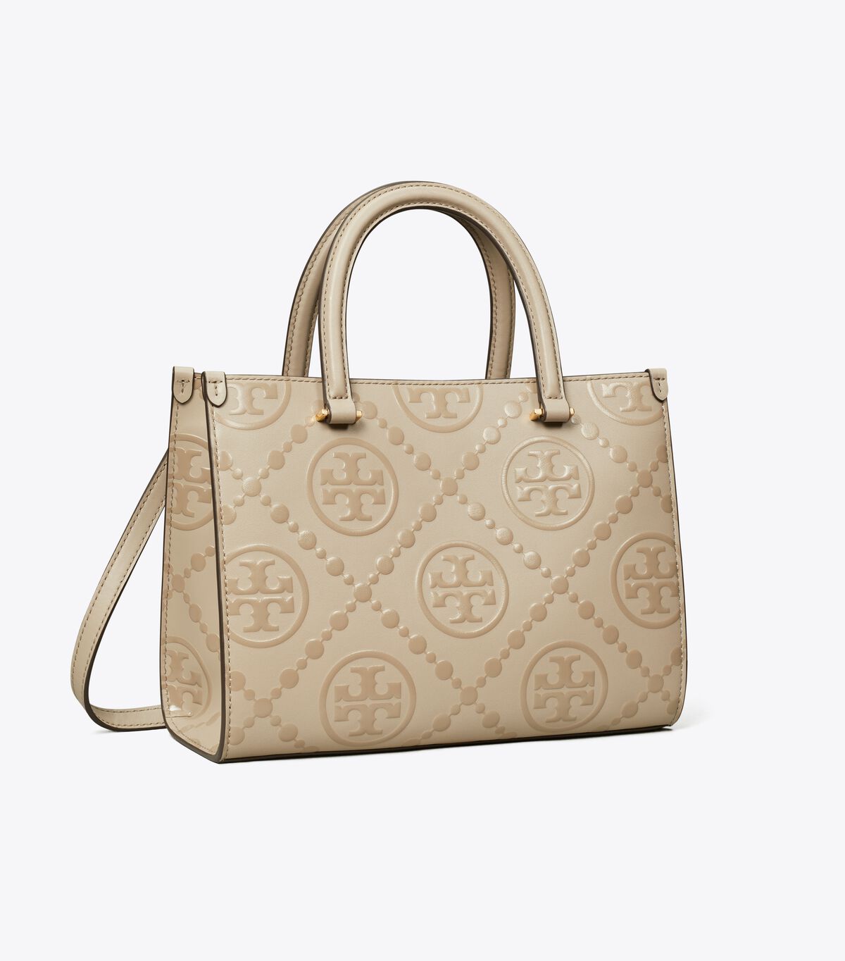 tory burch t monogram top handle embossed tote