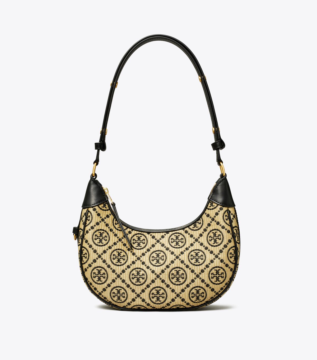 tory burch t monogram raffia crescent bag