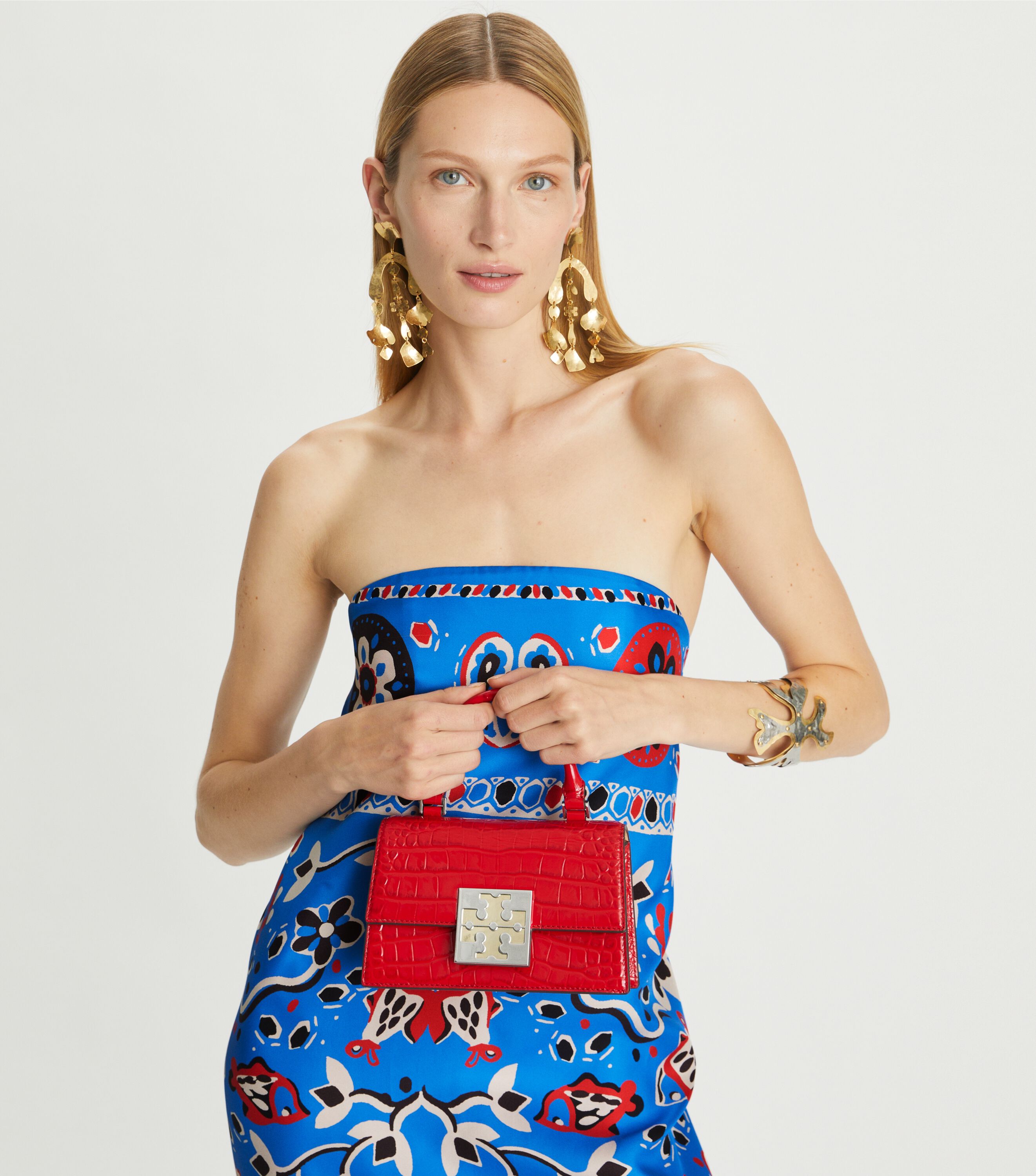 TORY BURCH TORY BURCH Bon Bon Croc Embossed Mini Top Handle