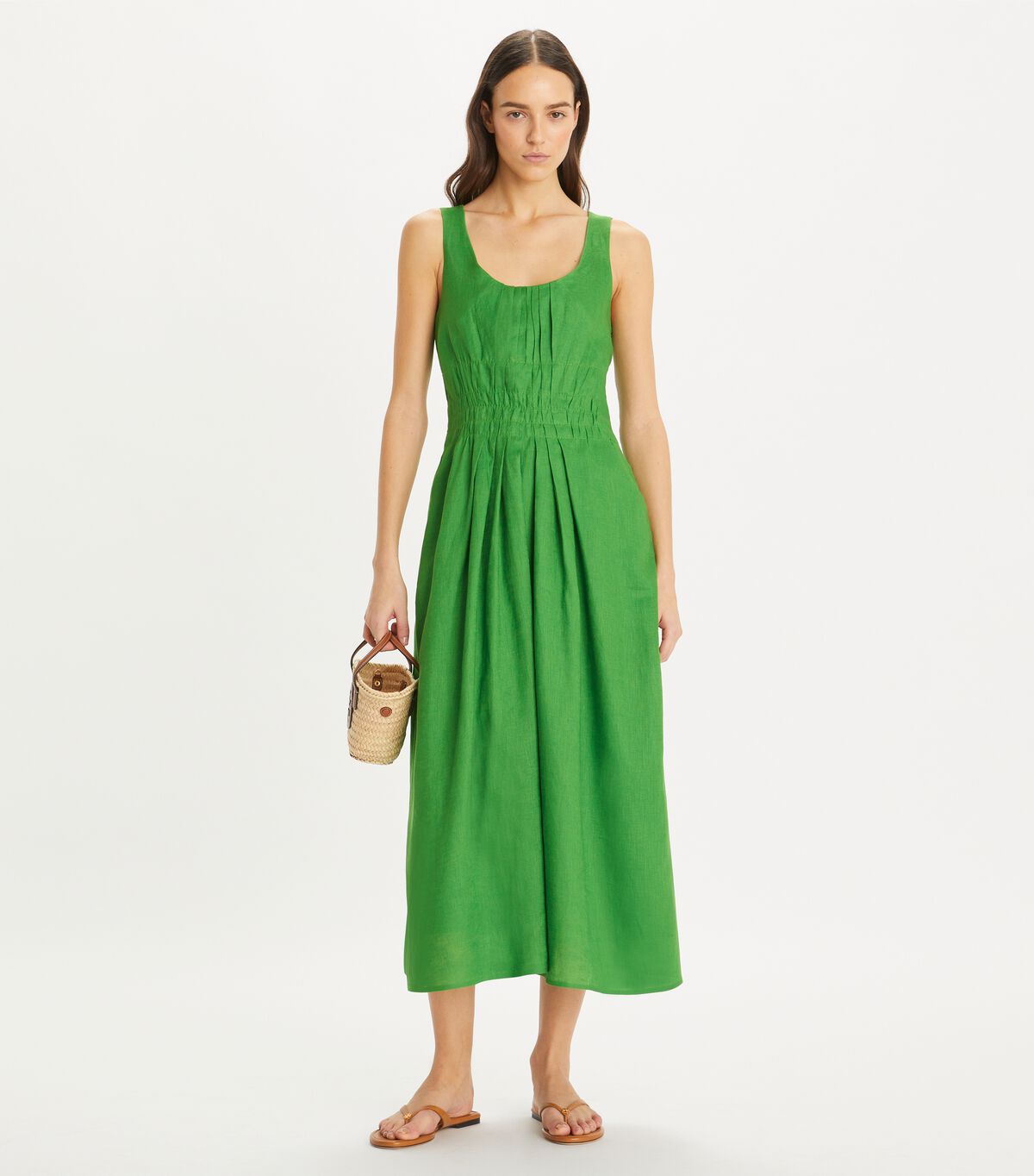 tory burch pleated linen dress