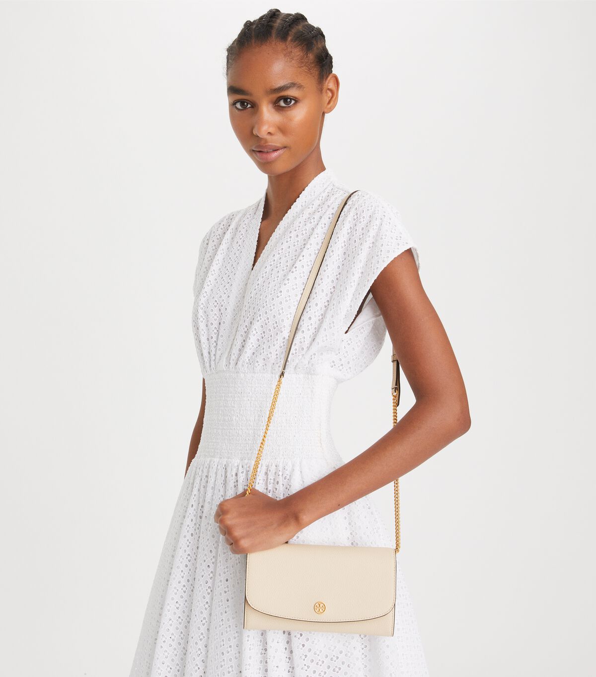 tory burch robinson pebbled chain wallet