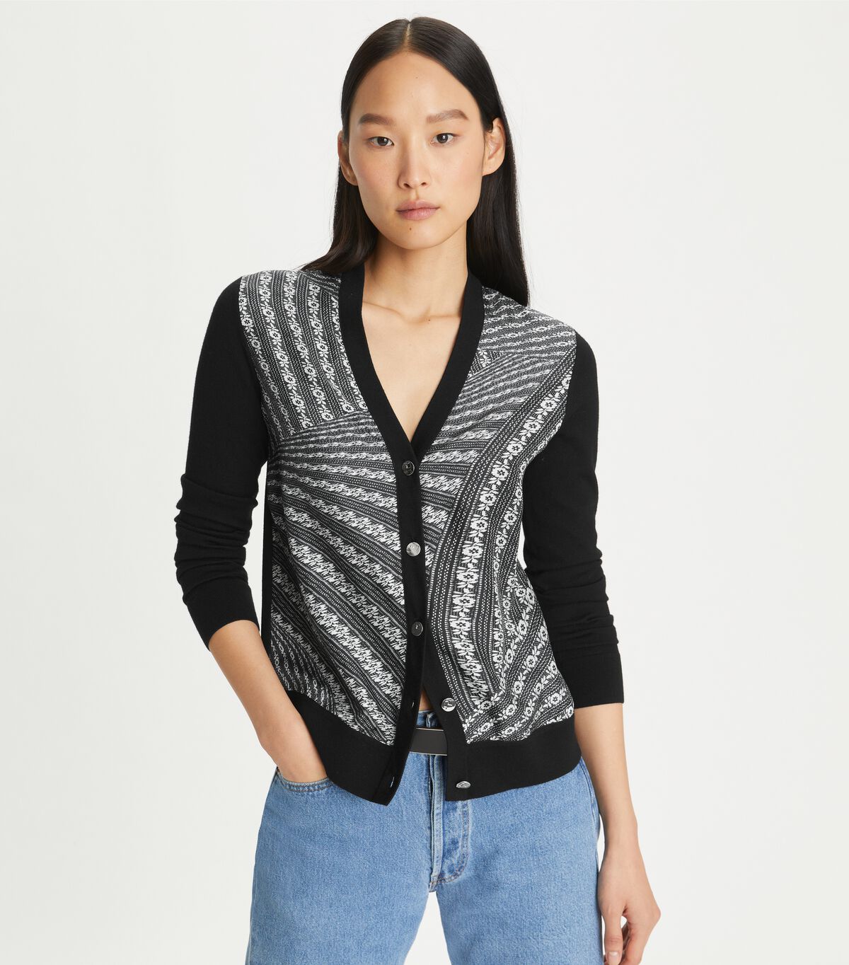 tory burch silk front cardigan