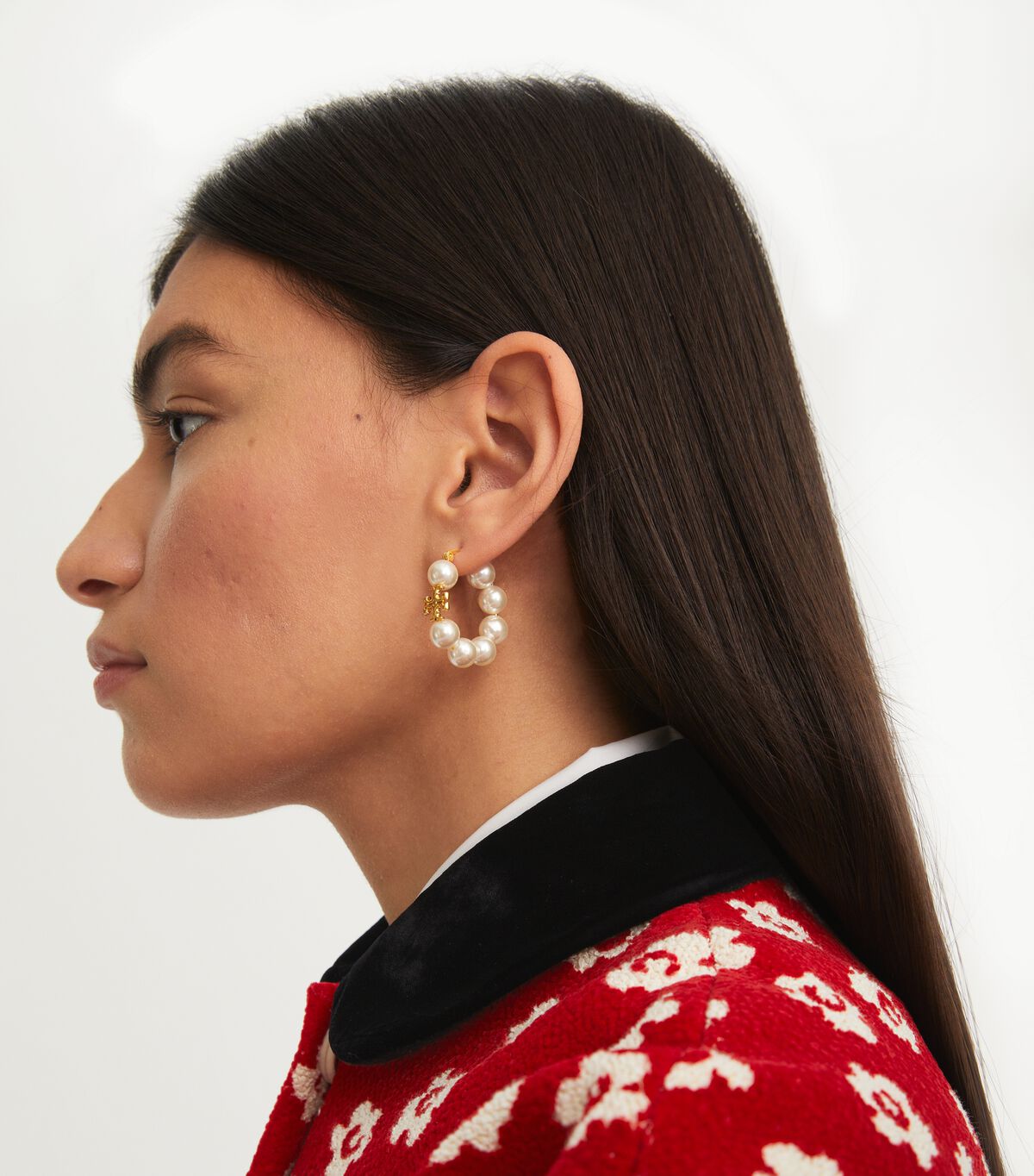 tory burch kira pearl hoop earring
