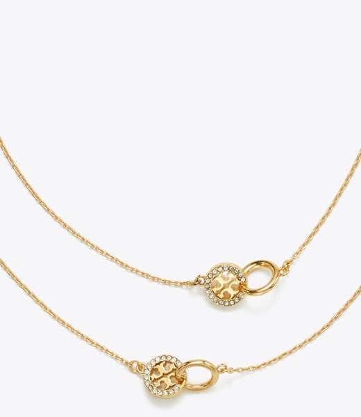 tory burch قلادة طويلة مرصعة بأحجار كريمة متشابكة