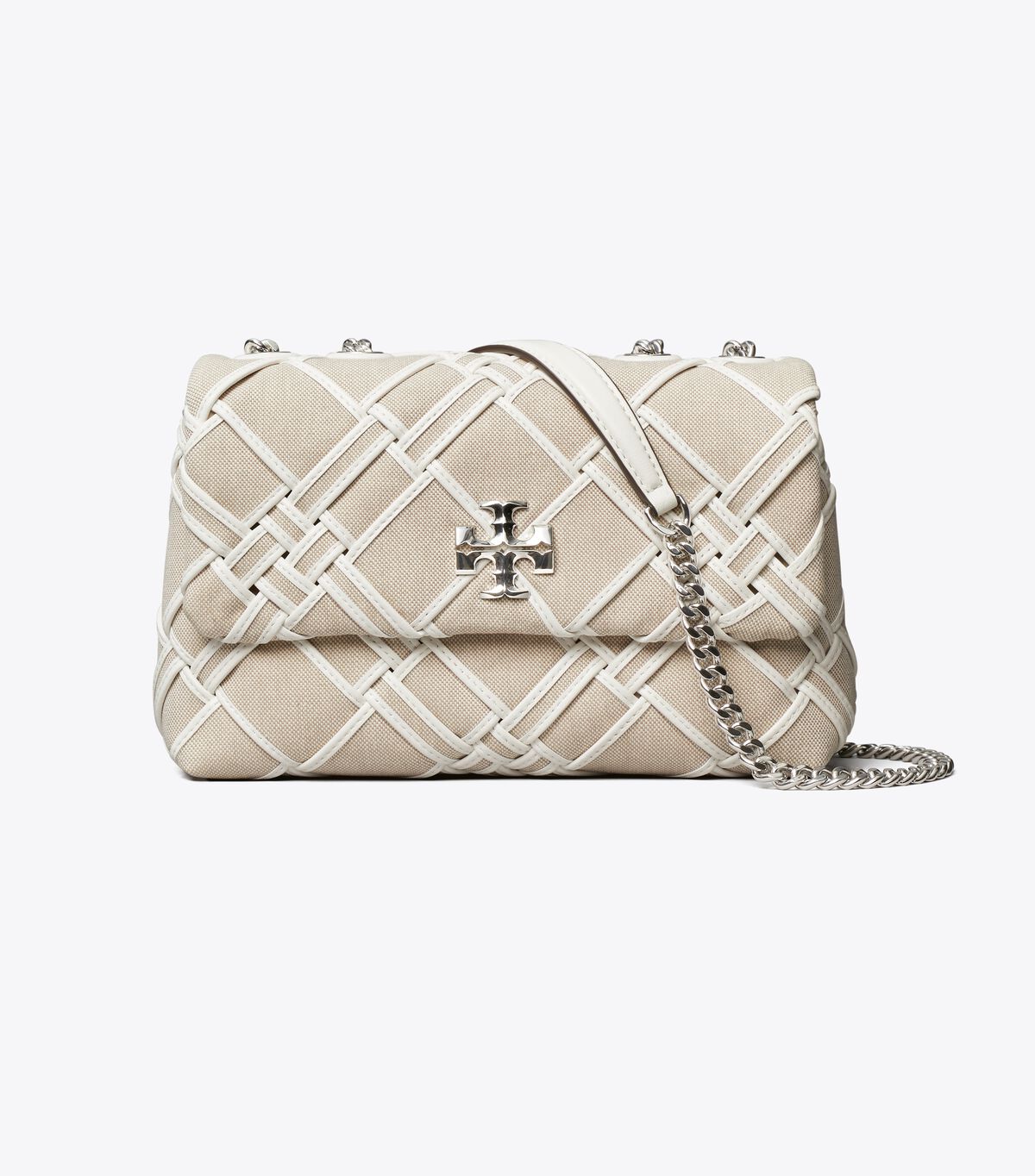 tory burch small kira woven canvas convertible shoulder bag