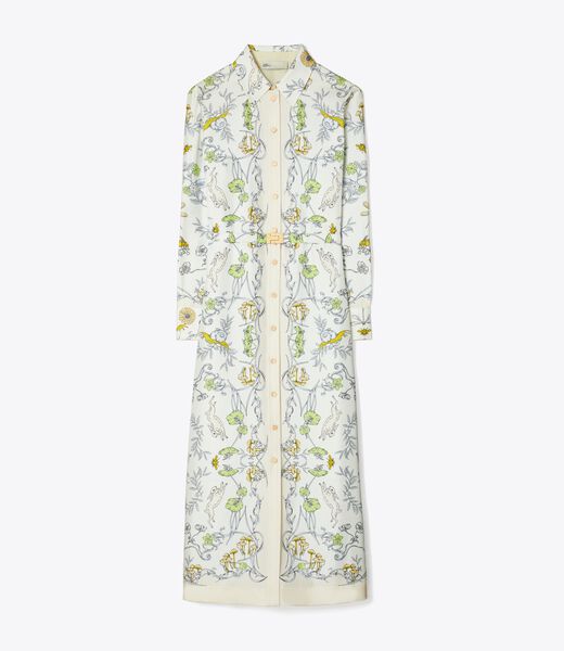tory burch printed silk twill shirtdress