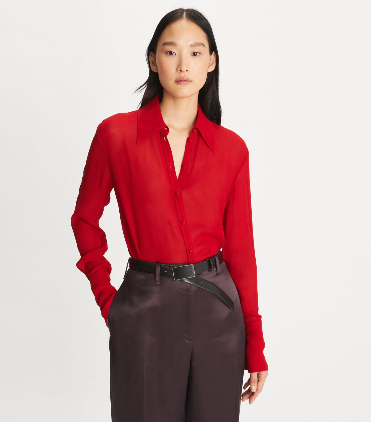tory burch cuffed viscose shirt