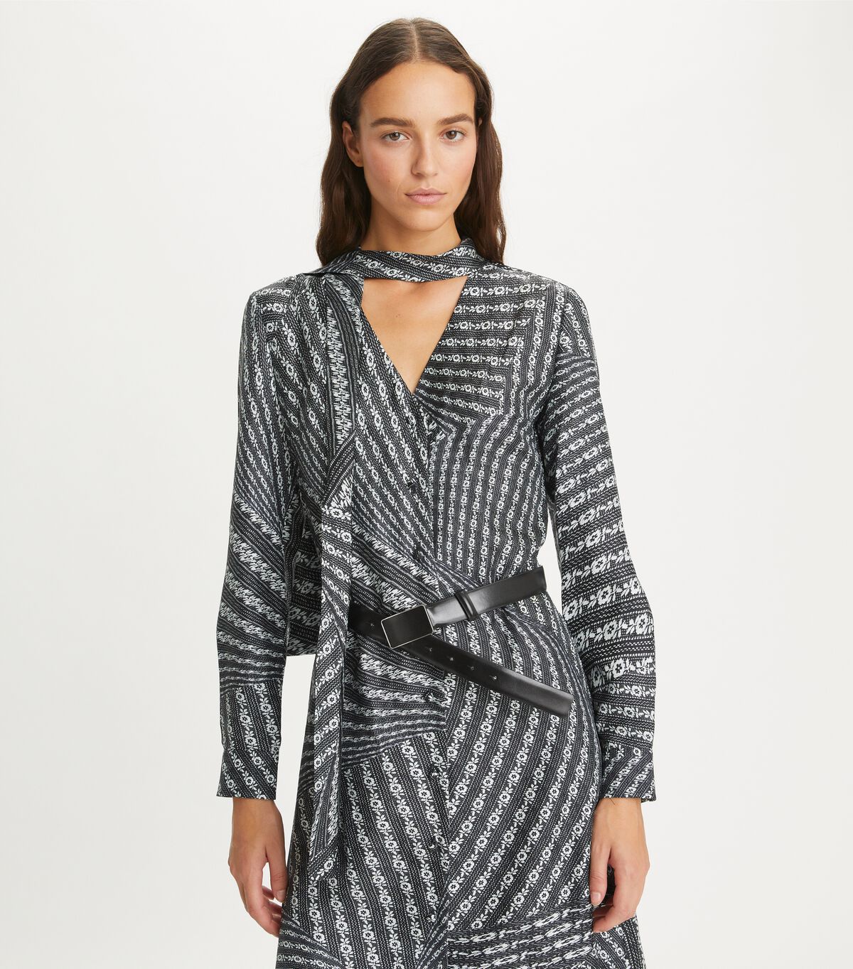 tory burch printed bow blouse dress