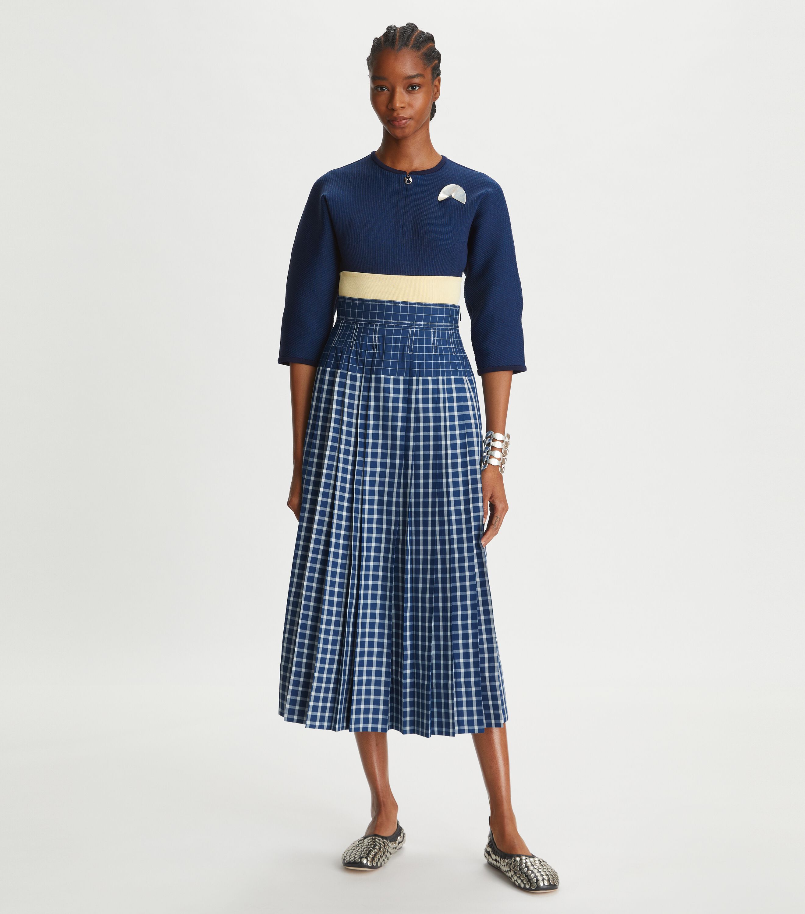 Picnic Plaid Silk Pleated Skirt
