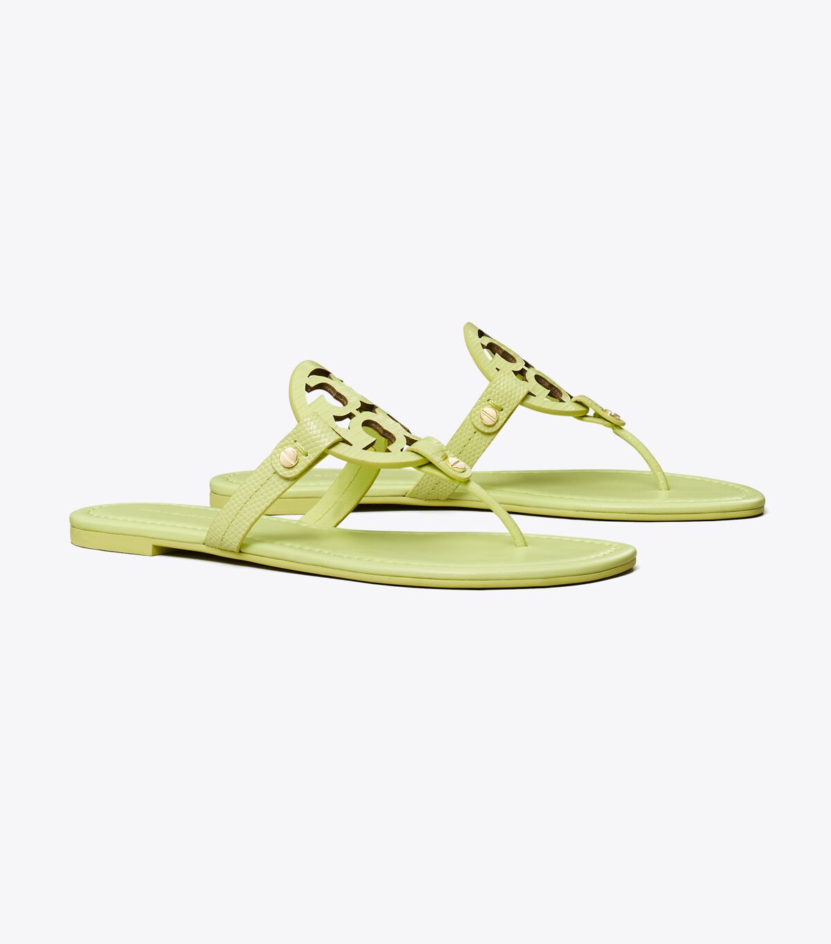 tory burch miller lizard embossed leather sandal