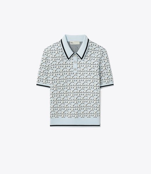 tory burch logo jacquard polo top
