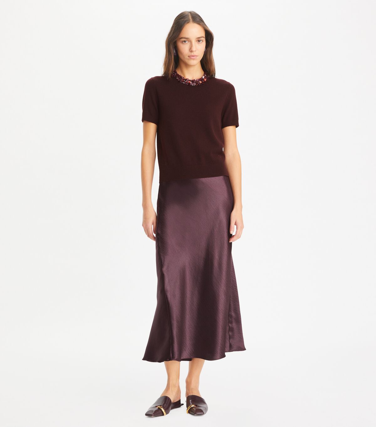 tory burch wool and sequin short sleeved sweater