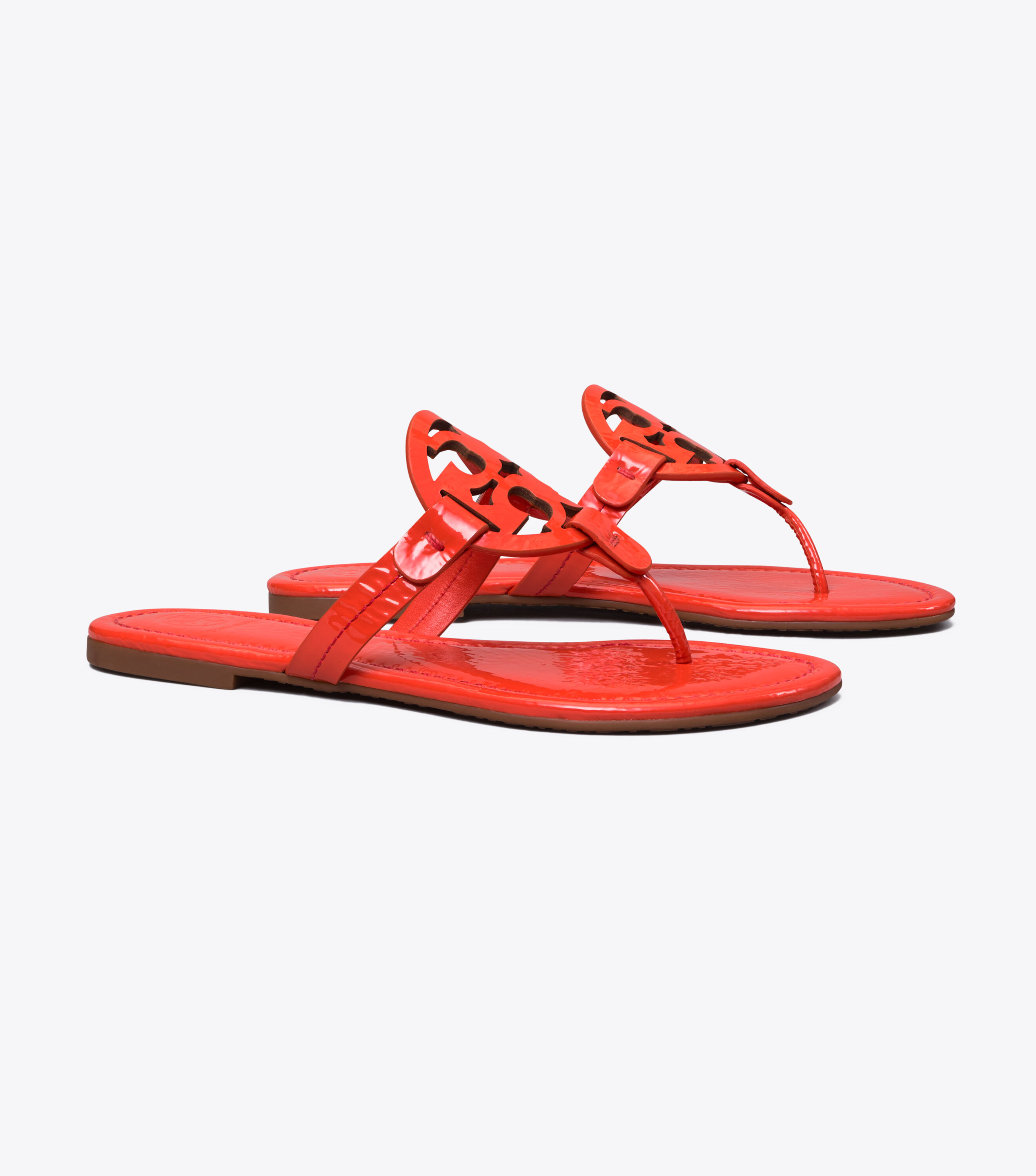 Tory burch red patent leather miller sandals online