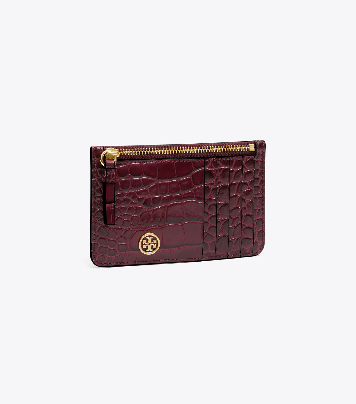 tory burch robinson embossed top zip card case