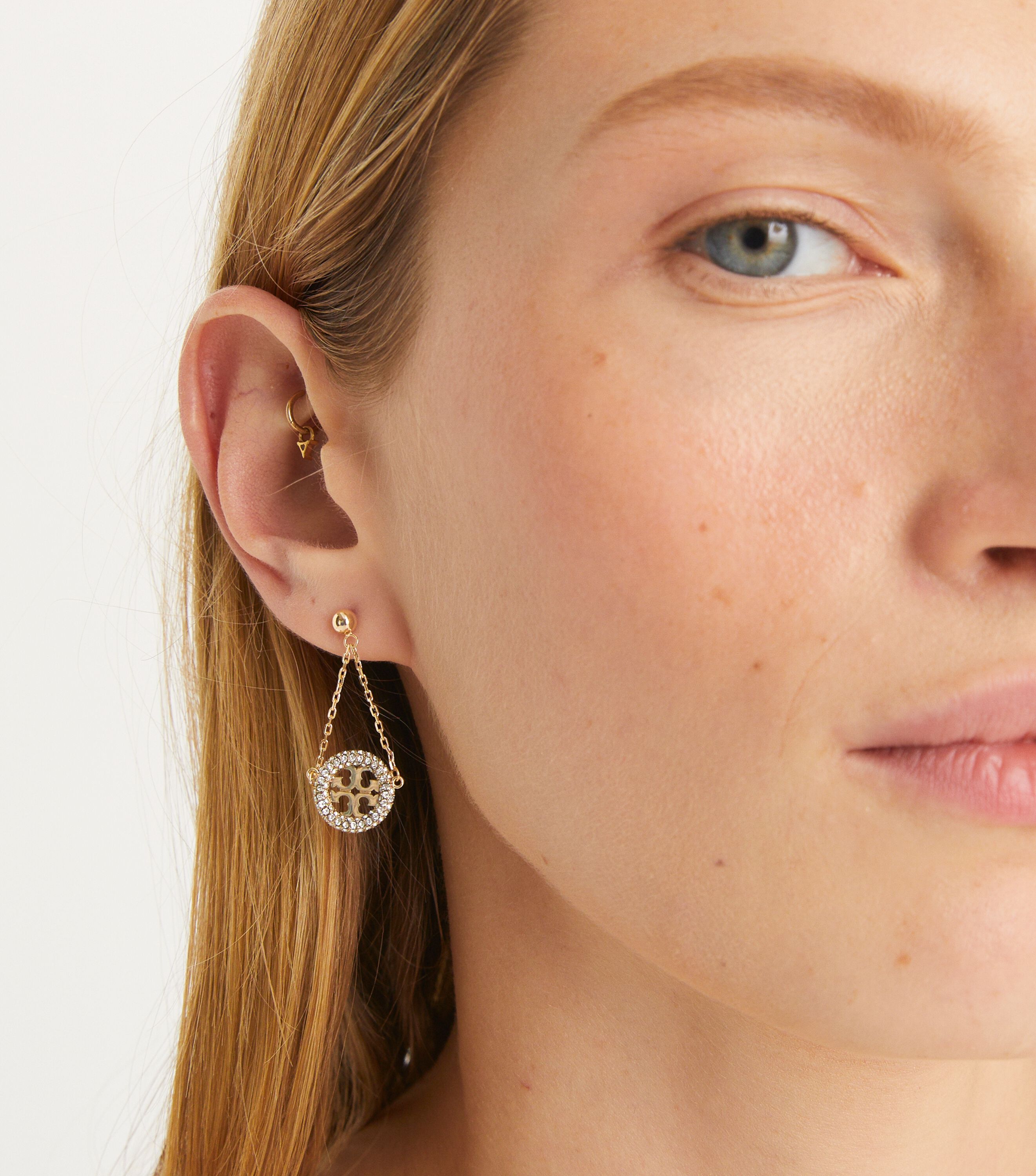 Tory burch sale gold logo earrings