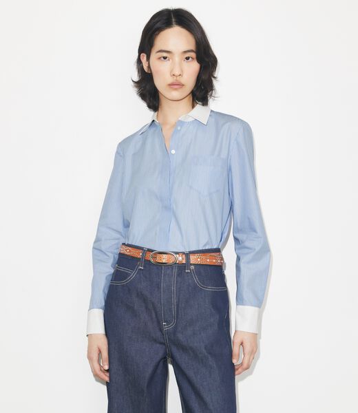 tory burch striped button down shirt