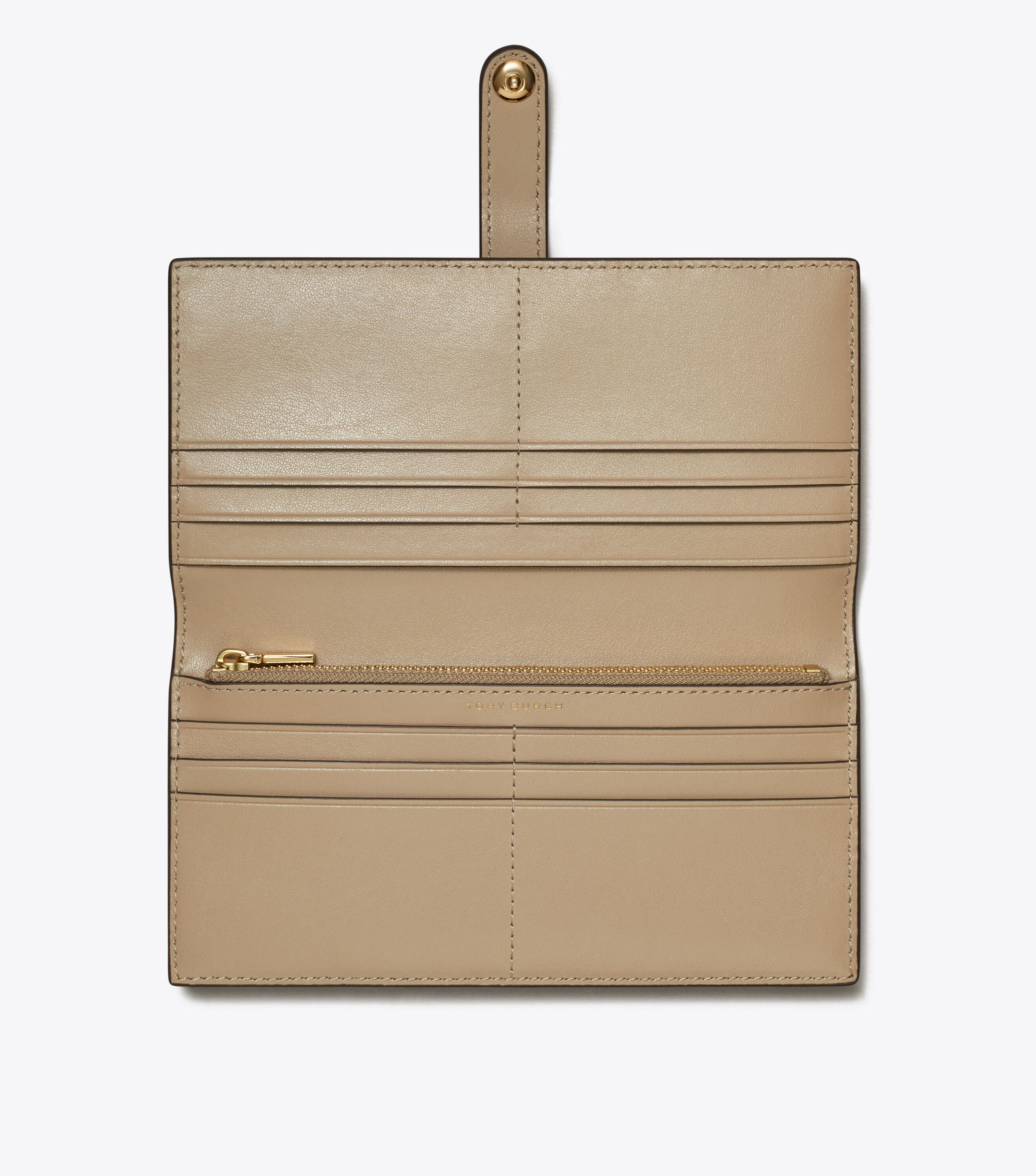 T Monogram Leather Zip Slim Wallet, Fresh Clay | Tory Burch KSA