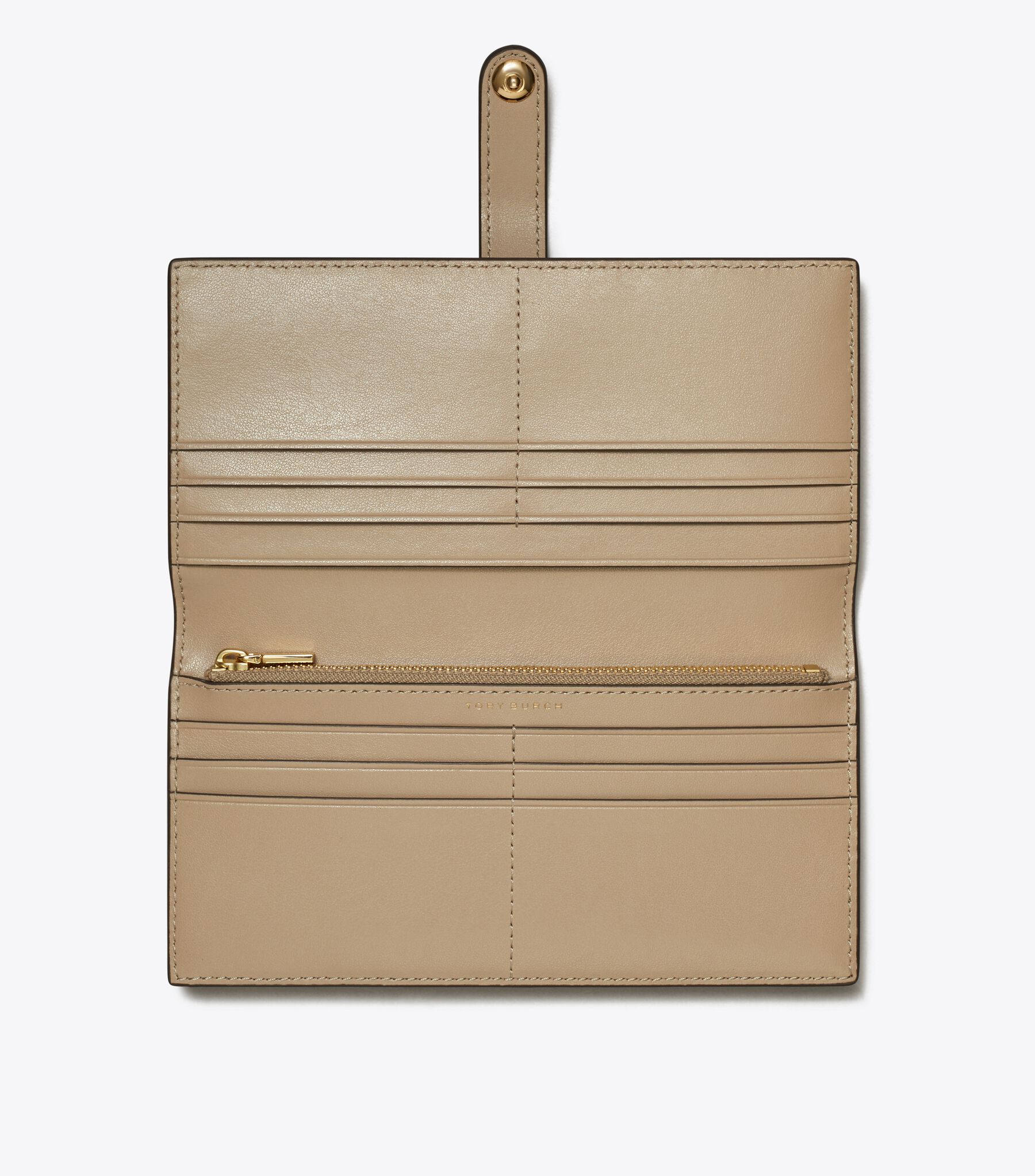 T Monogram Leather Zip Slim Wallet, Fresh Clay Tory Burch KSA