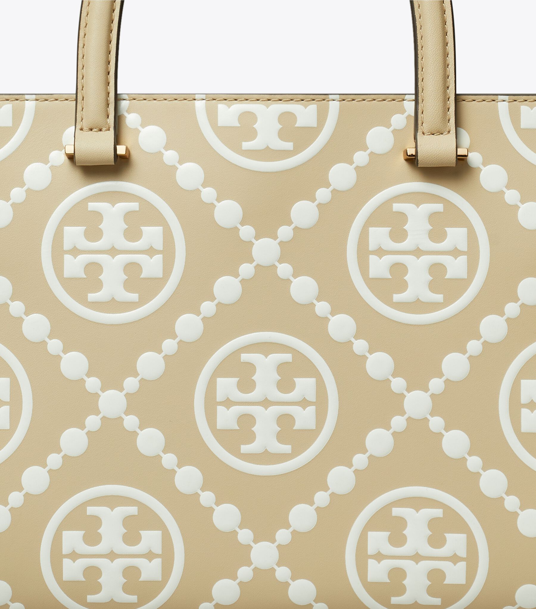 T Monogram Contrast Embossed Top-Handle Tote, Beige Tory Burch KSA