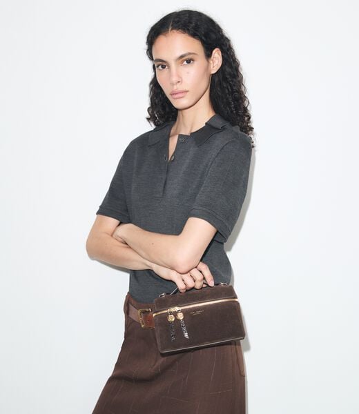 tory burch romy suede slim top handle bag