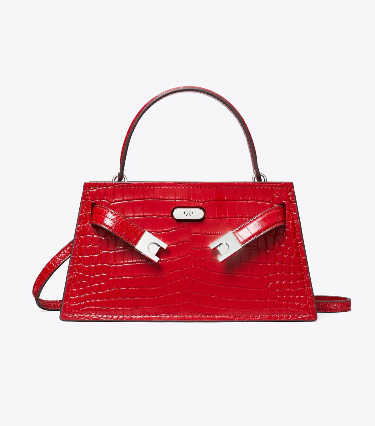 tory burch mini lee radziwill croc embossed top handle bag