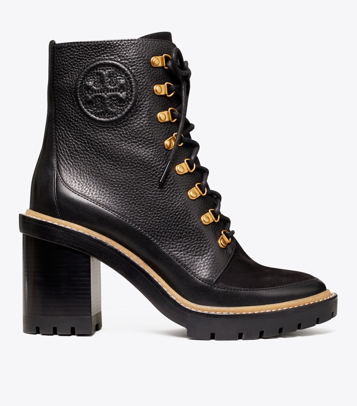 tory burch miller mixed materials lug sole boot
