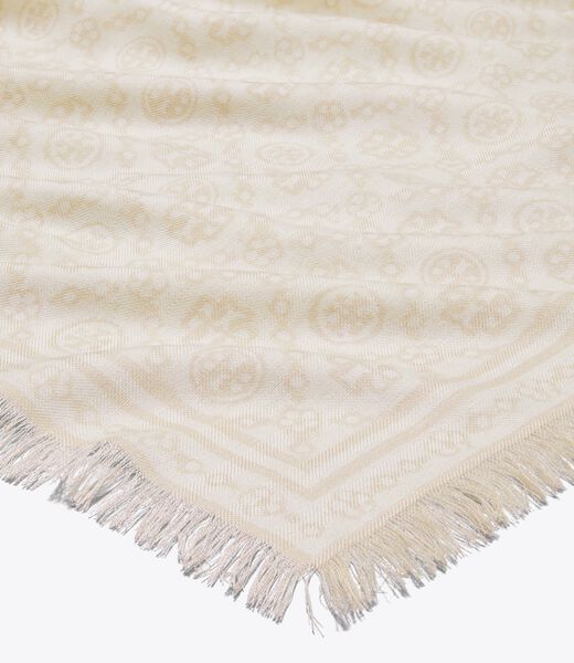 tory burch وشاح مستطيل مزهر بنقشة t مونوغرام