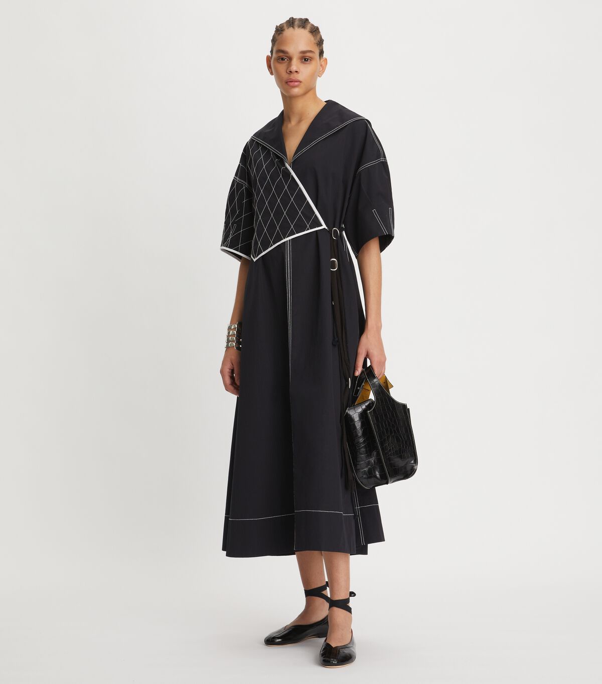 tory burch diamond topstitch sailor dress