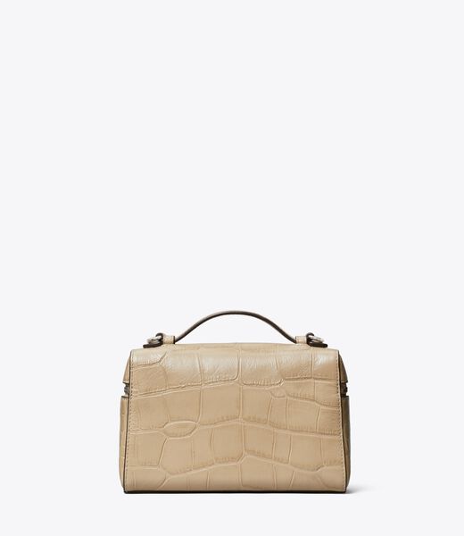 tory burch slim romy croc embossed top handle bag