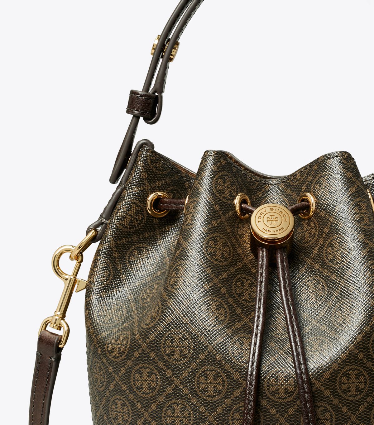 tory burch t monogram coated canvas mini bucket bag