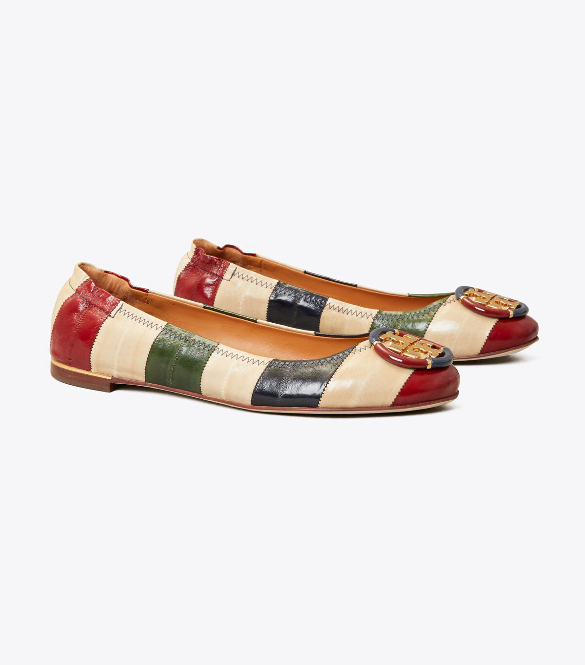 tory burch multi logo ballet flat