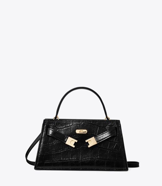 tory burch mini lee radziwill embossed top handle bag