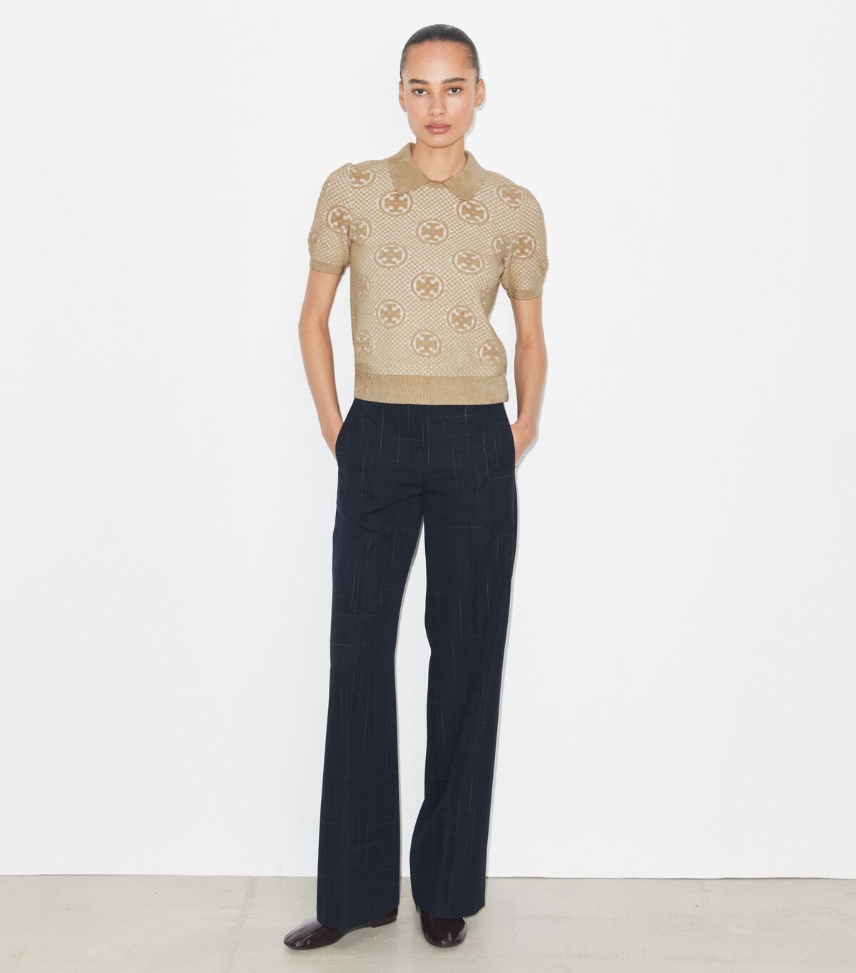 tory burch nylon jacquard polo