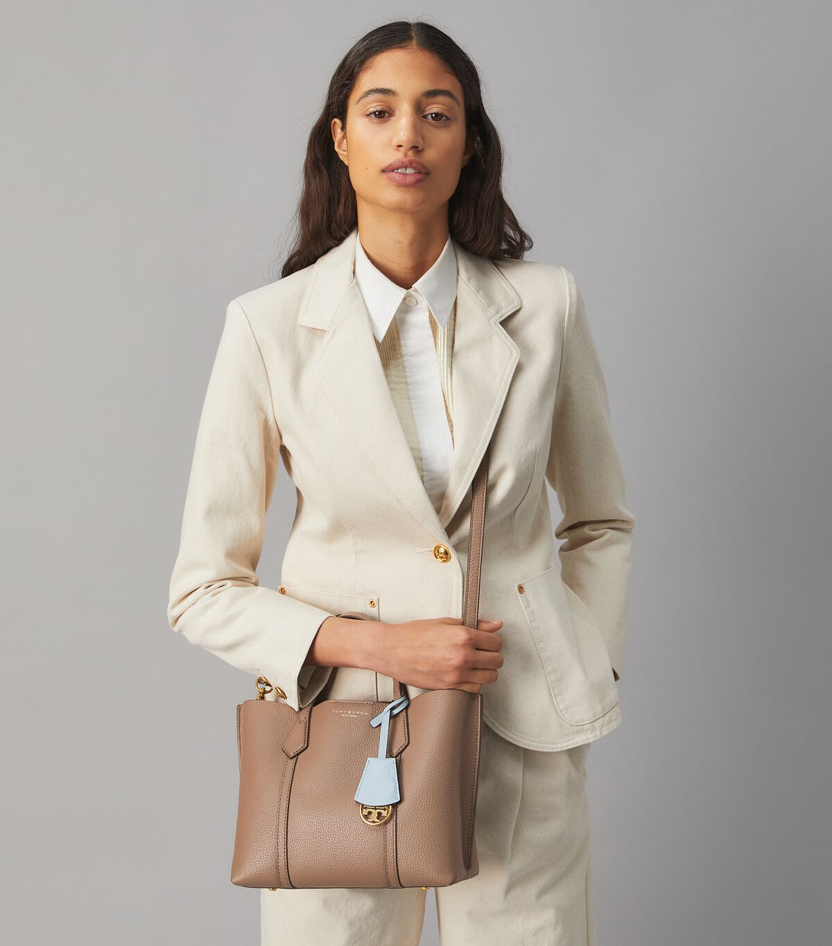 tory burch small perry triple compartment tote bag