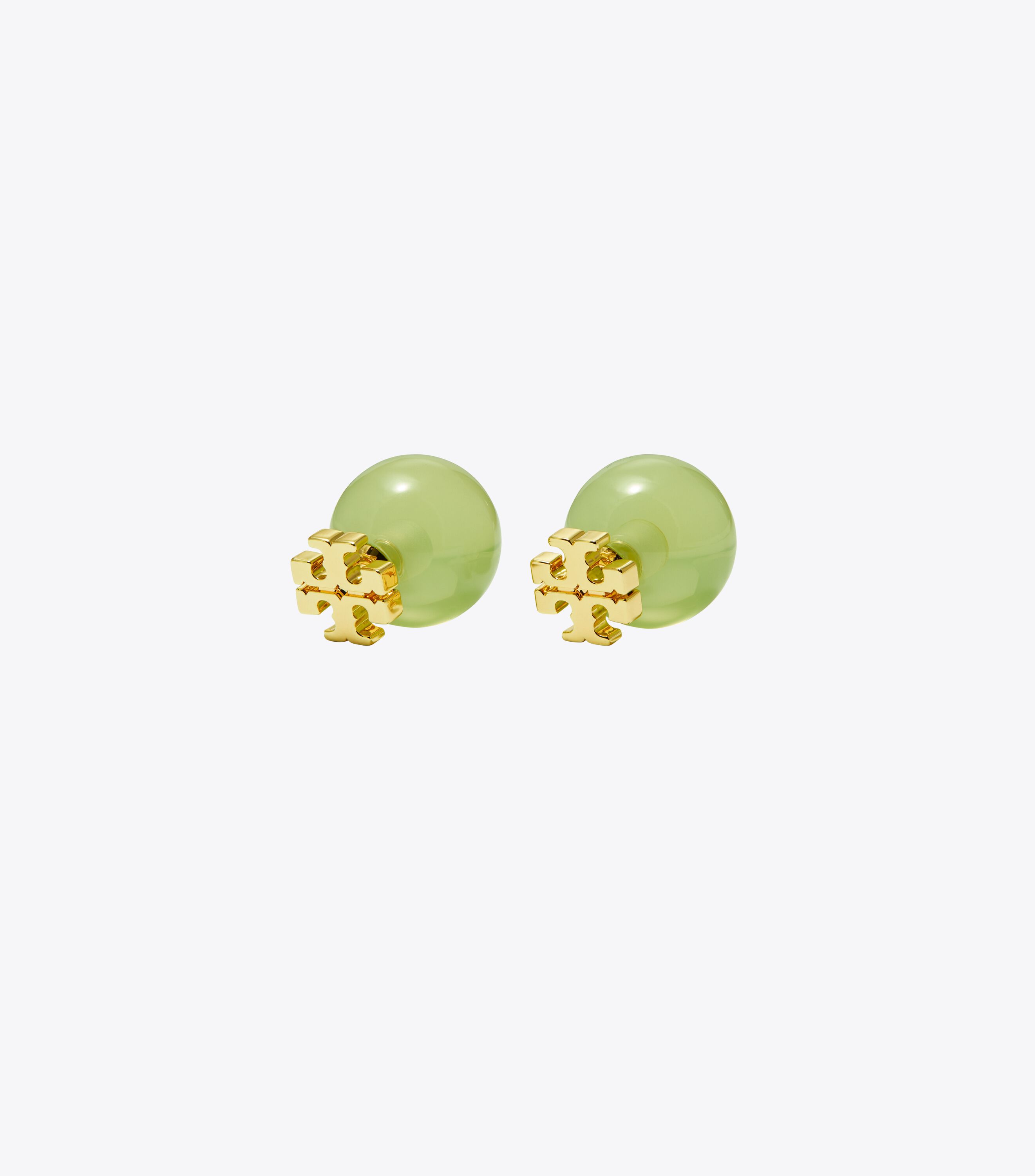 トリーバーチ ピアス RESIN LOGO DOUBLE-STUD EARRING グリーン Resin Logo Double-Stud Earring, Tory Gold / Green | Tory