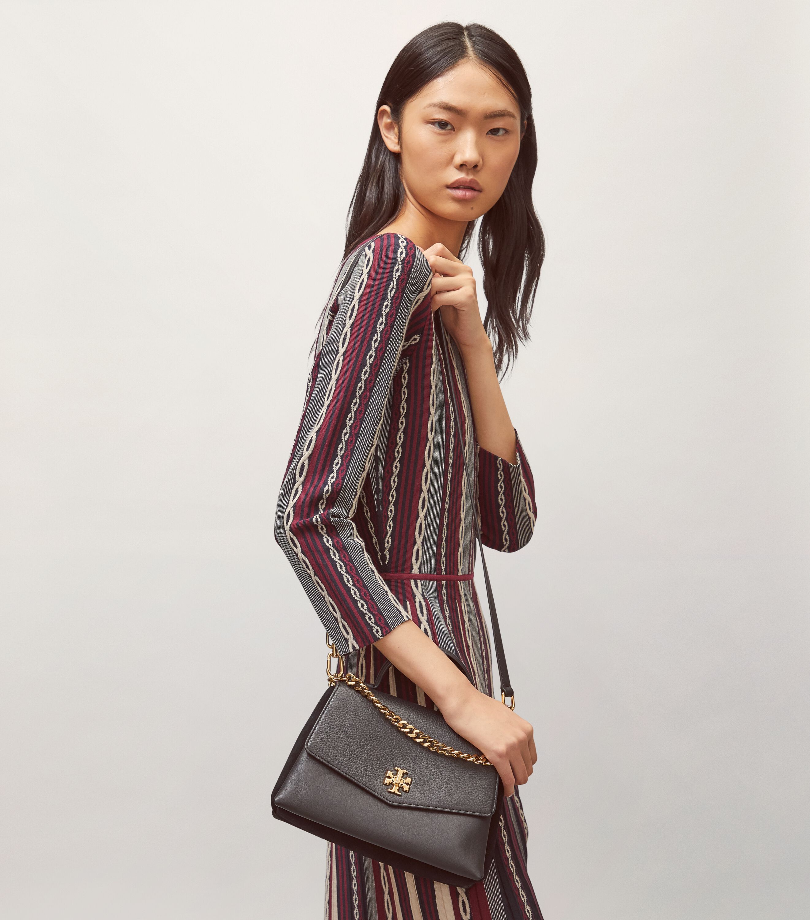 Kira Mixed Materials Top Handle Satchel Handbags Tory Burch