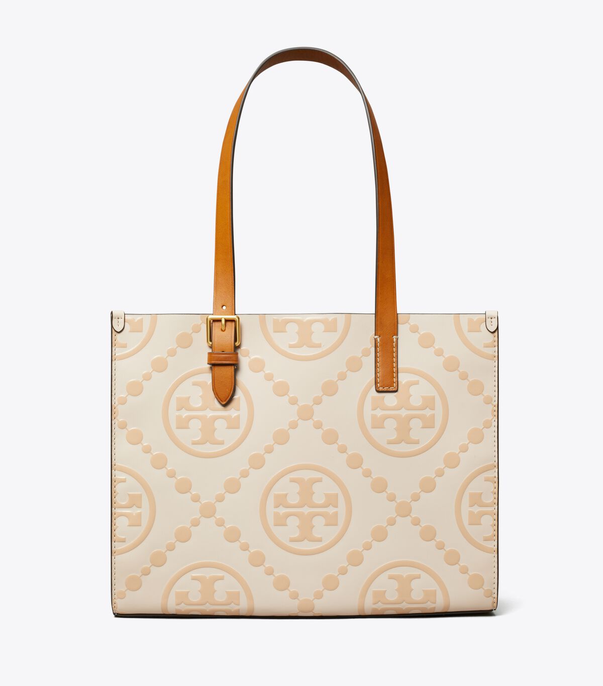 tory burch small t monogram contrast embossed tote